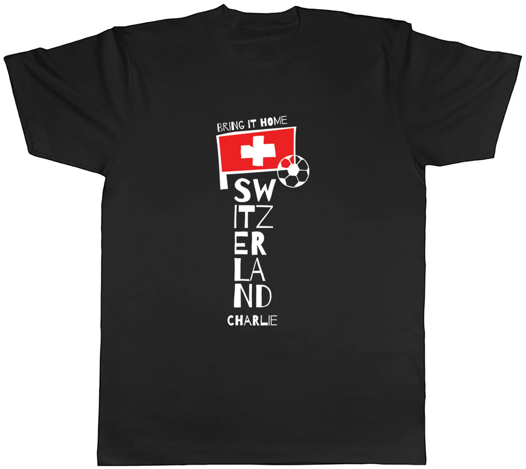 Personalised Switzerland Football Men T-Shirt Bring it Home Soccer Supporter Tee