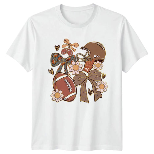 American Football Sports Helmet Bows Flowers Mens Womens Graphic Tee