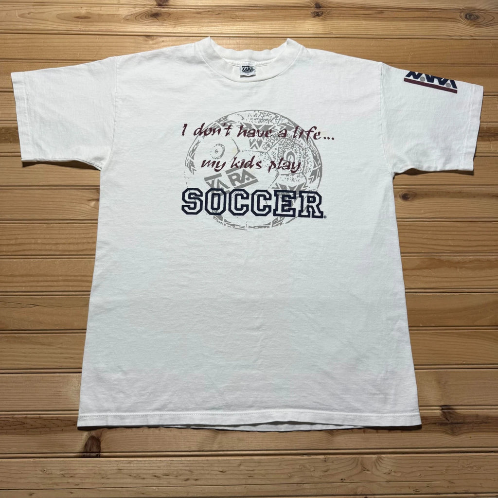 Vintage 90s I Don't Have A Life My Kids Play Soccer Graphic T-Shirt USA - Large