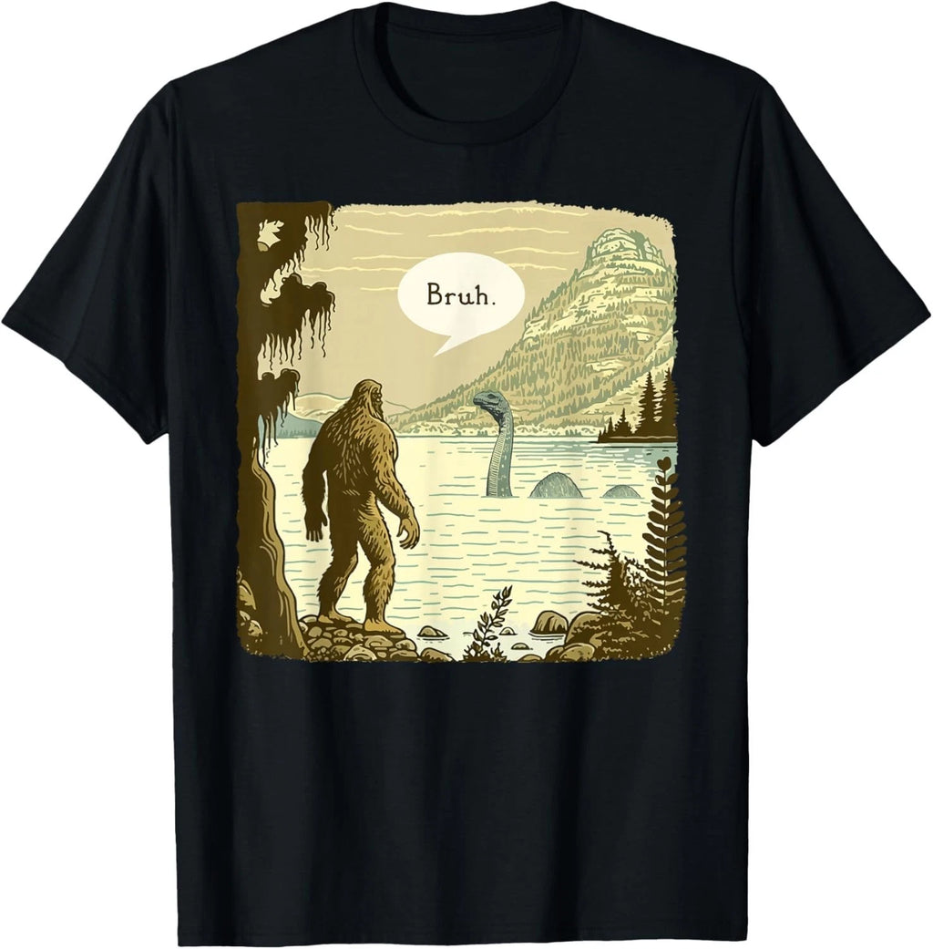 Funny Bigfoot Sasquatch Loch Ness Monster Introvert Bruh Gift Unisex T-Shirt