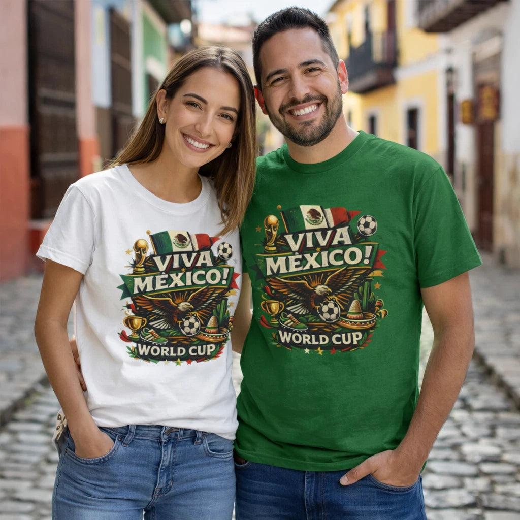 Viva Mexico World Cup T‑Shirt | Mexican Flag Futbol Soccer Unisex Fan Tee