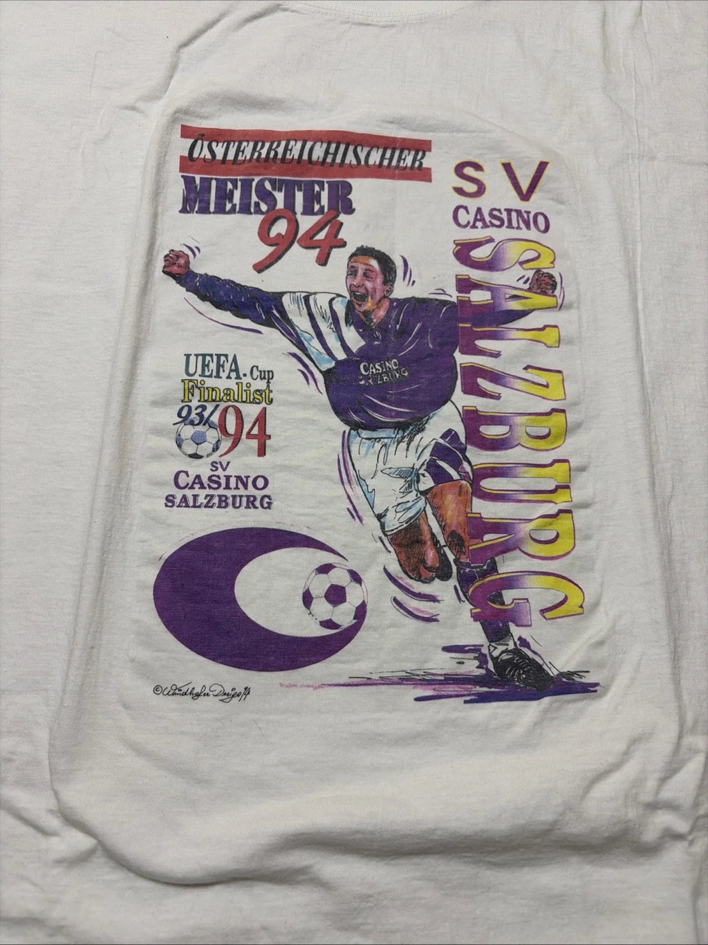 Vintage 94 Austria Casino Salzburg Fussball Commemorative Crewneck Sz XL