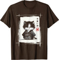 Samurai Cat Japanese Art Sumi-e Novelty Kawaii Funny Cat Unisex T-Shirt