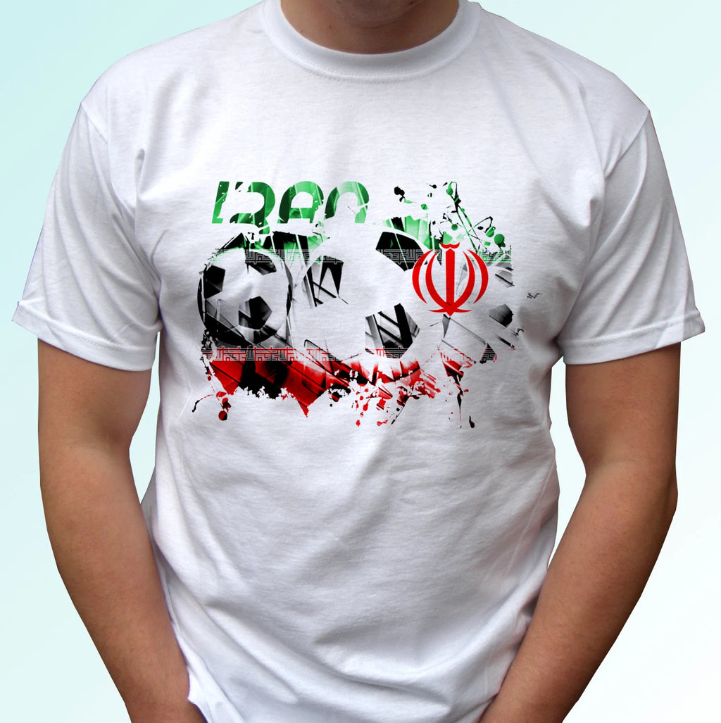 Iran football flag white t shirt soccer style design mens womens kids