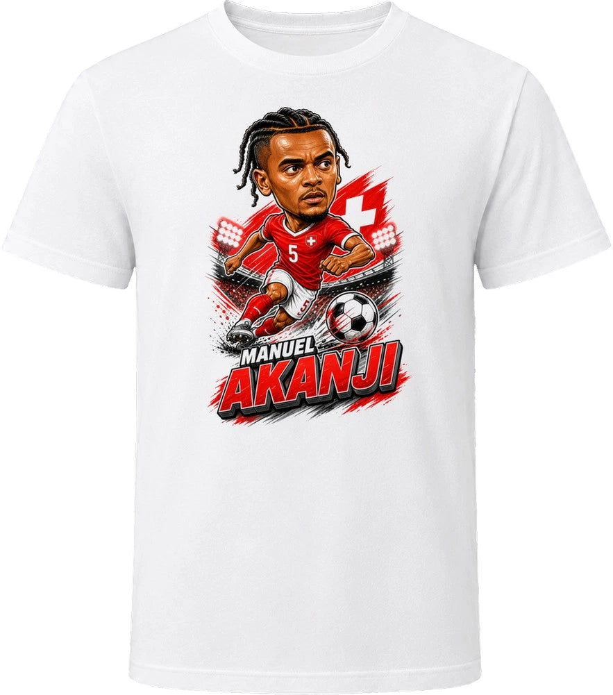 Manuel Akanji, Switzerland Caricature Soccer 2026 T Shirt