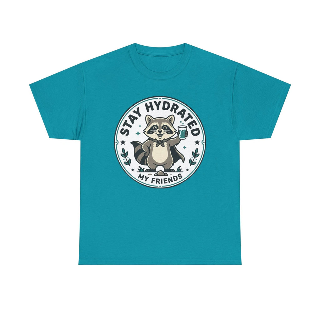 Stay Hydrated Raccoon Tee | Cute Animal Drinking Water Shirt