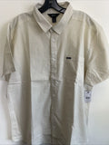 New RVCA Designer Street Style Button Font Short Sleeve Shirt Size L Cream Logo