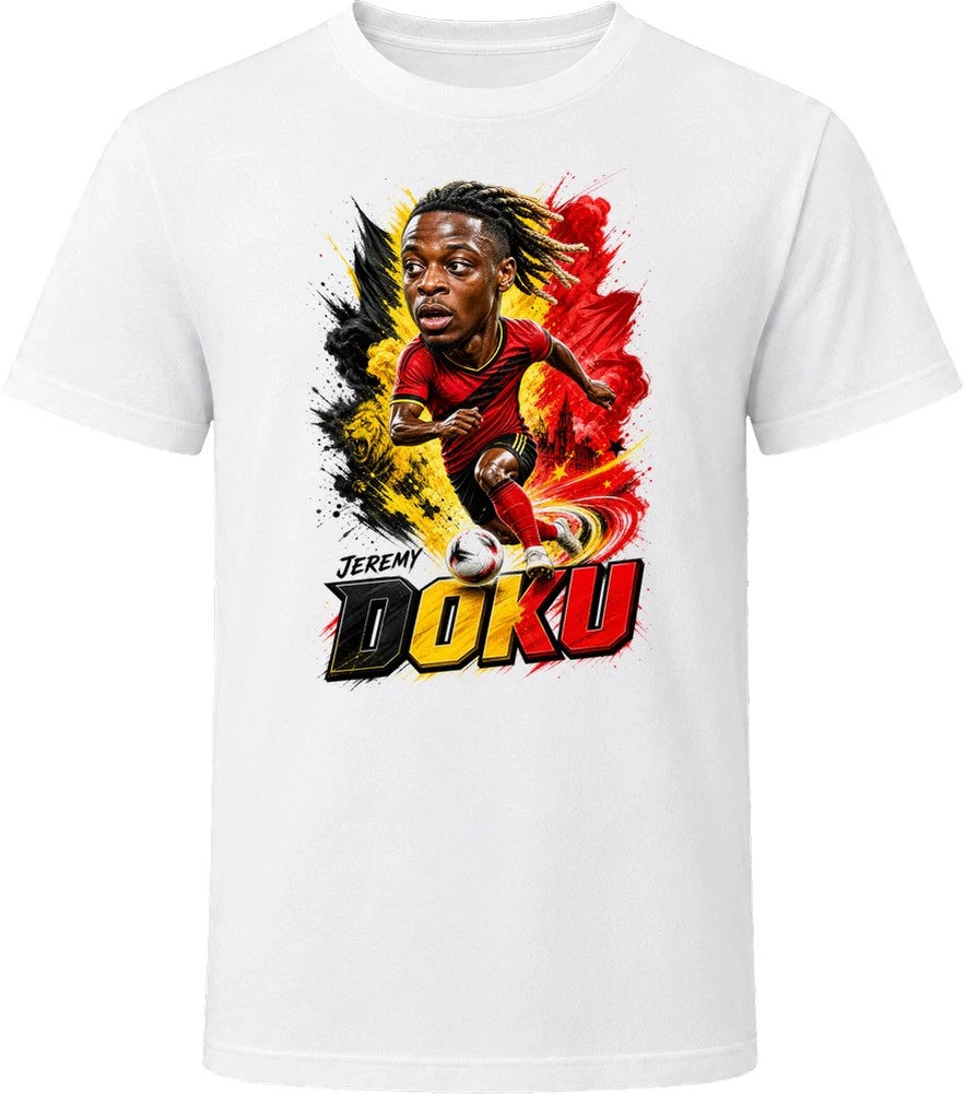 Jeremy Doku Belgium Soccer Caricature 2026 World Cup T Shirt
