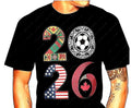 World Cup 2026 T Shirt USA Canada Mexico Flag Old Football Black Fashion Unusual