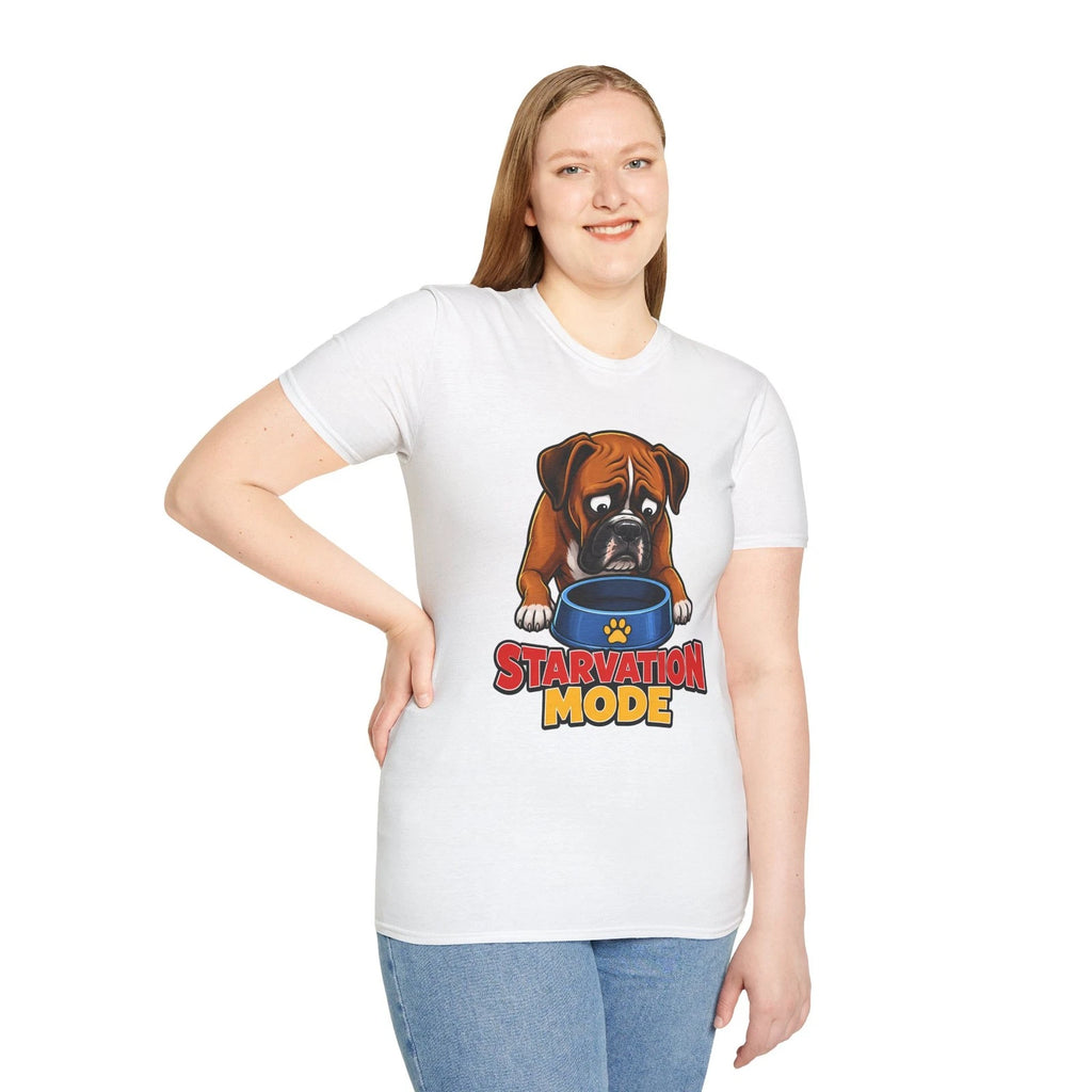 Boxer Dog Funny Pet Hungry Cartoon Dog Cute Unisex Softstyle T-Shirt