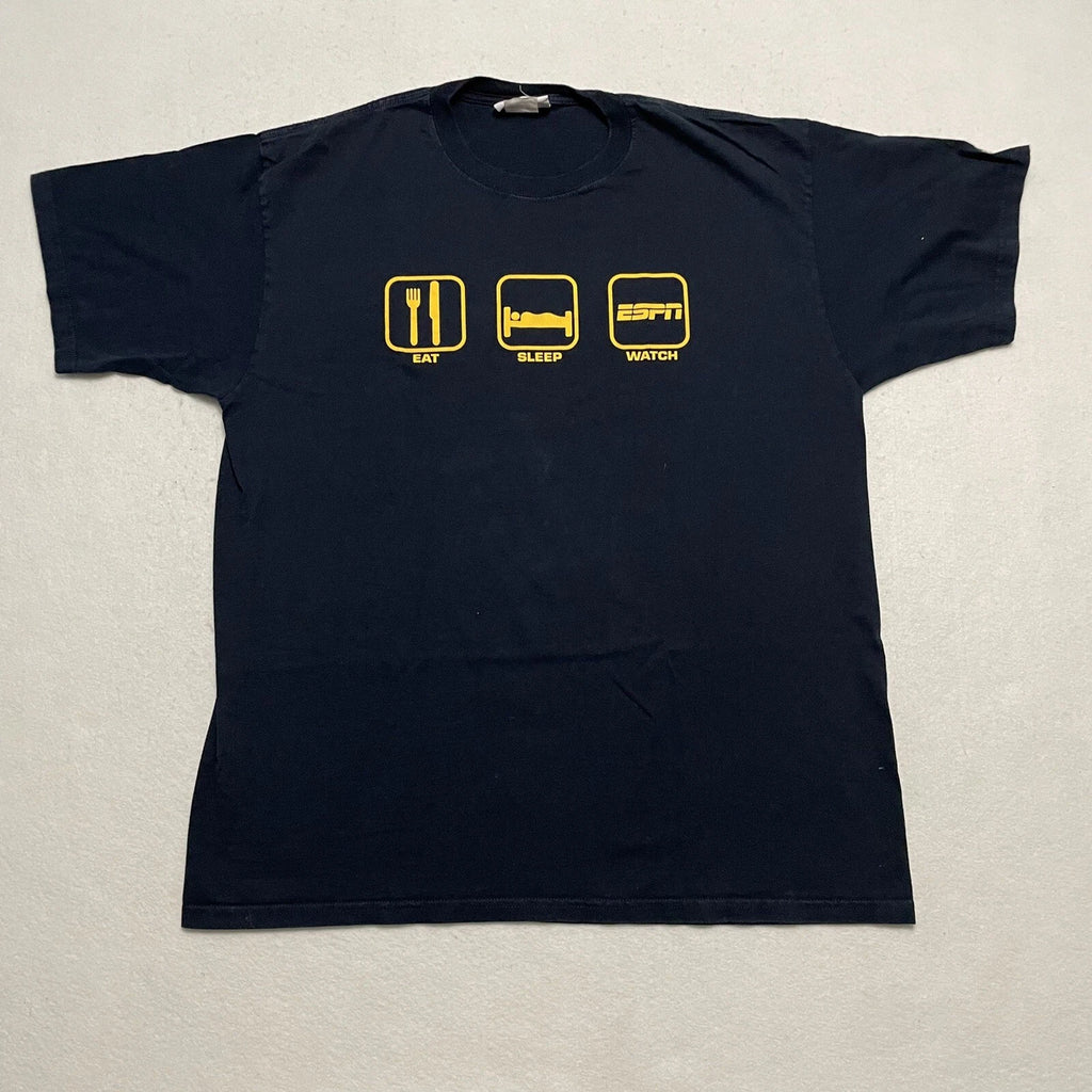 Vtg 90s ESPN Shirt Mens XL Extra Large Blue Eat Sleep Watch Champion T Shirt