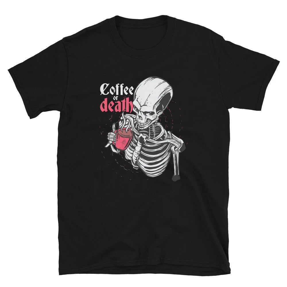 Coffee Skeleton Coffee Or Death Classic Style T-Shirt