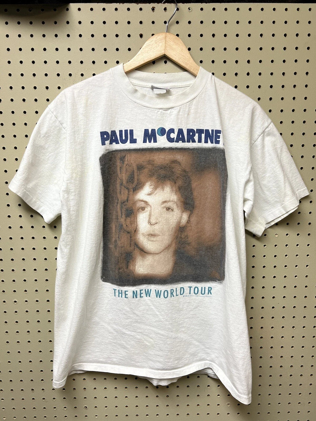 Vintage Paul McCartney Shirt L White  The New World Tour 1993 Concert Tee *As Is