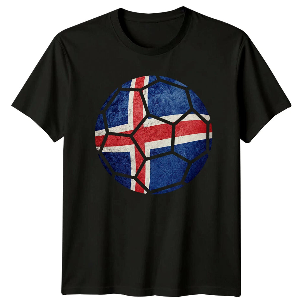 Iceland Flag Soccer Ball Sports Mens T-Shirt Womens Tee Graphic Top