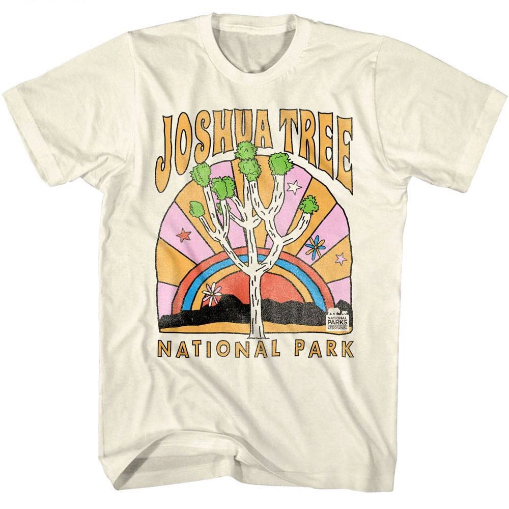 Joshua Tree Hippie Rainbow Men's T Shirt California National Park Sun Desert