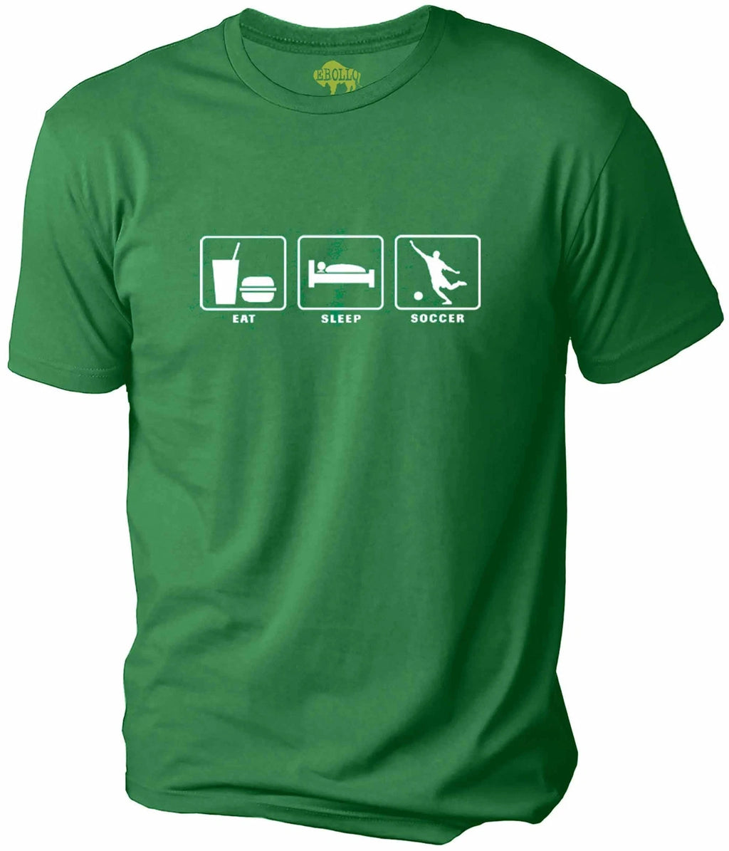 Soccer Shirt Men Eat Sleep SOCCER Graphic Funny T-Shirt Novelty Sarcastic Tee