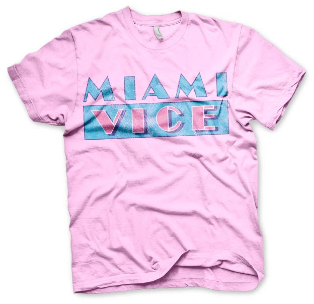 Miami Vice Distressed Logo 80s Tv Serie T-Shirt Männer Men Rosa Pink