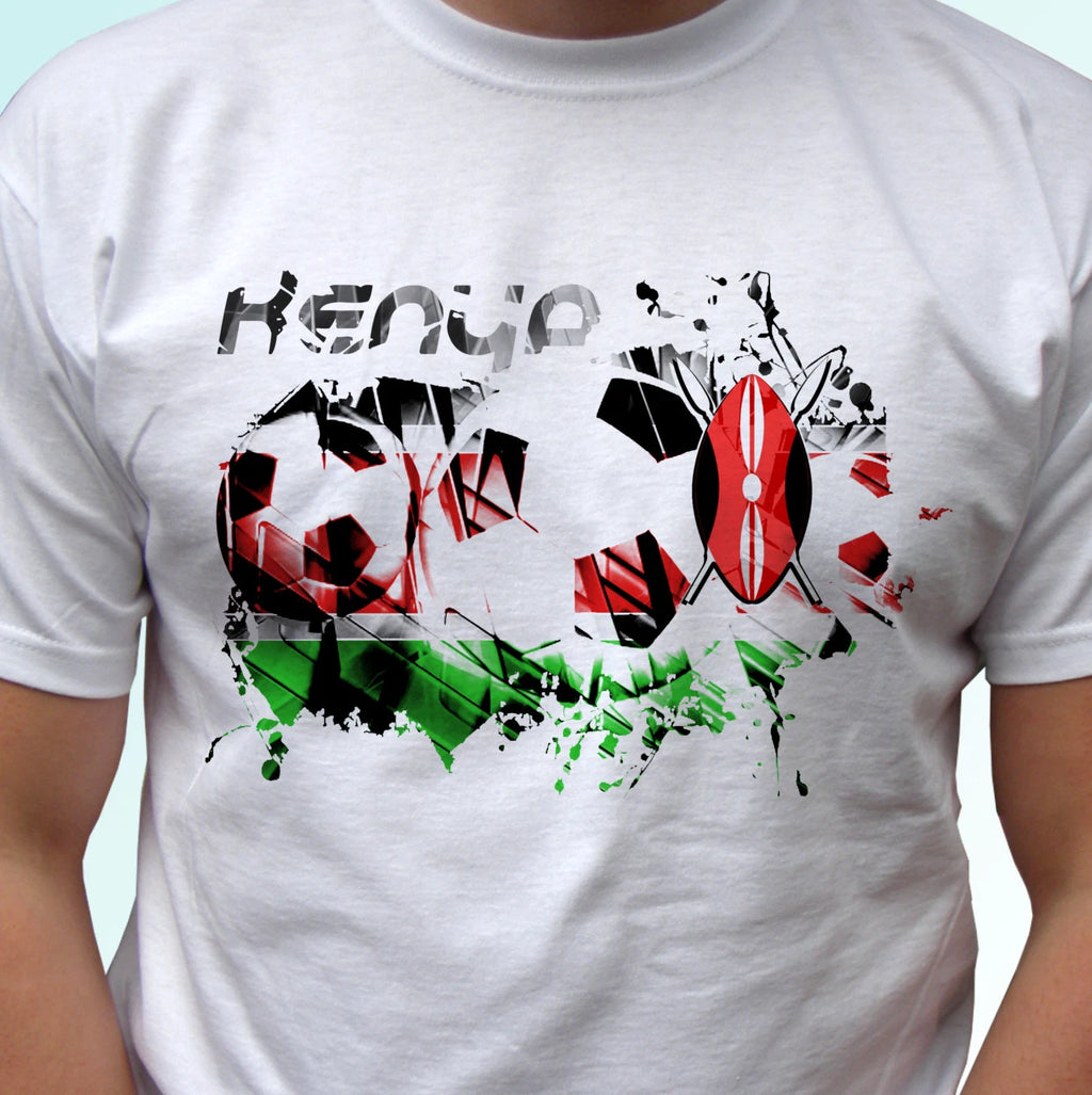 Kenya football flag white t shirt soccer africa design mens womens kids sizes