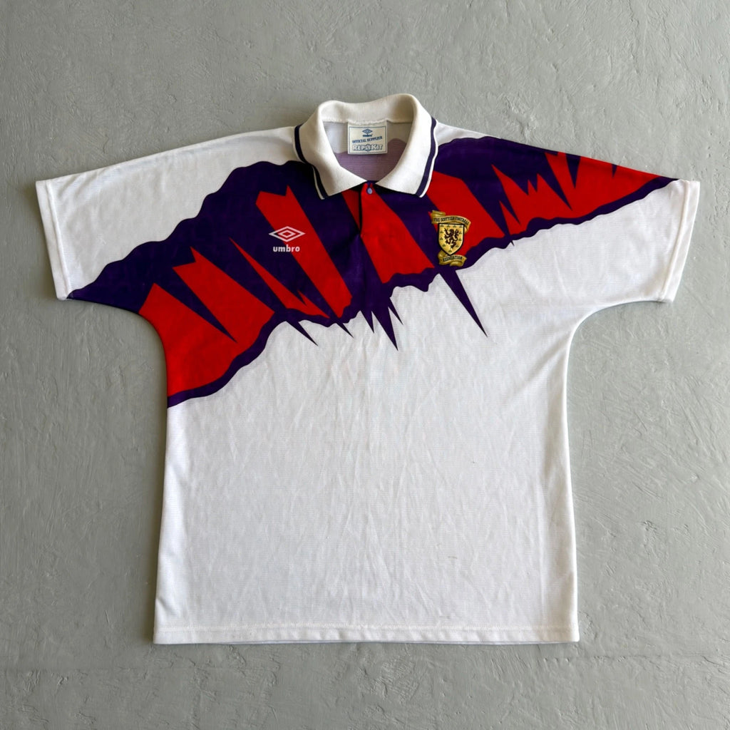 Vintage Umbro Scotland Football Jersey Replikit Soccer Shirt White Size L