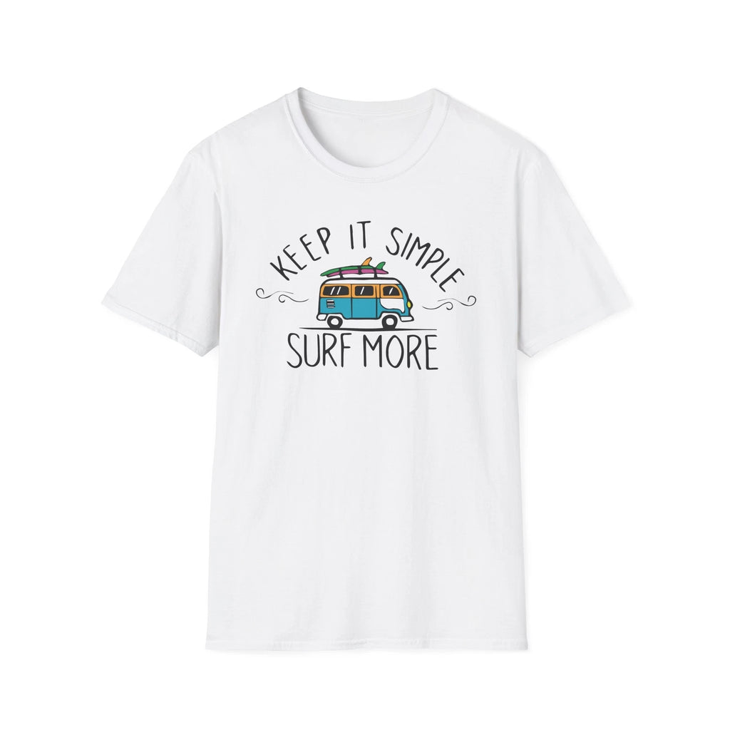 SURF MORE T-Shirt White Funny Quotes Abstract Design Trendy Lifestyle Fashion
