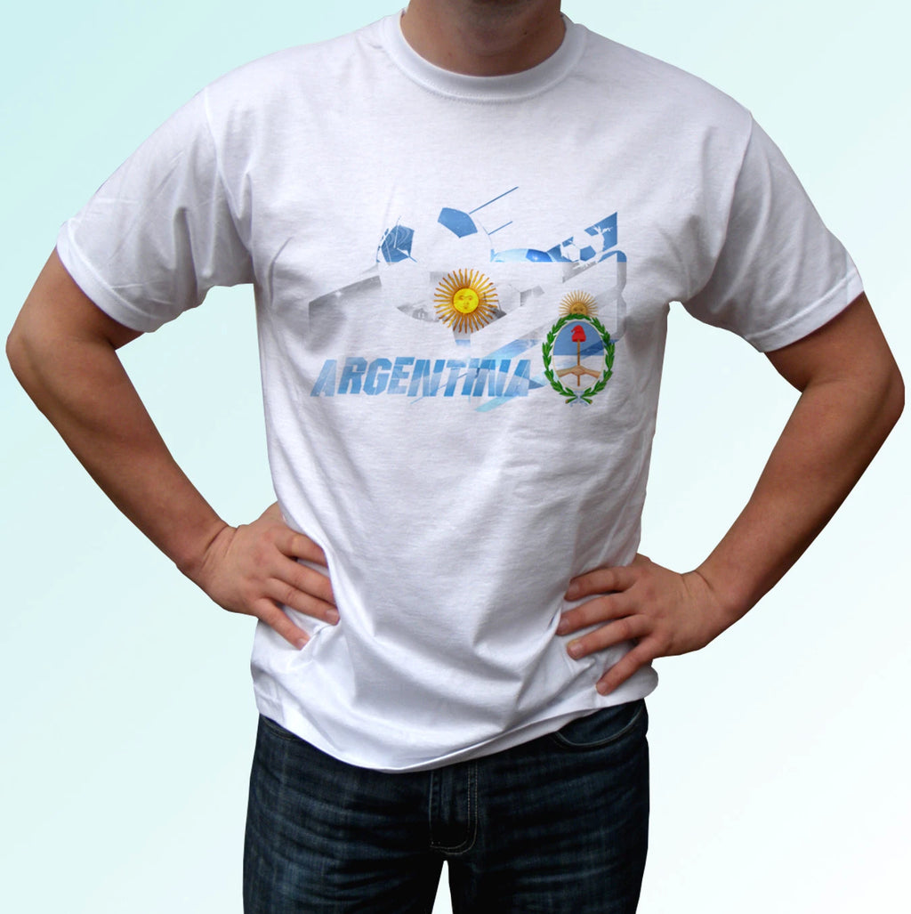 Argentina football flag white t shirt camiseta tag soccer gift cup top tee