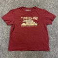 Timberland Graphic Slub T Shirt Mens Large Red Cotton Short Sleeve Regular Fit