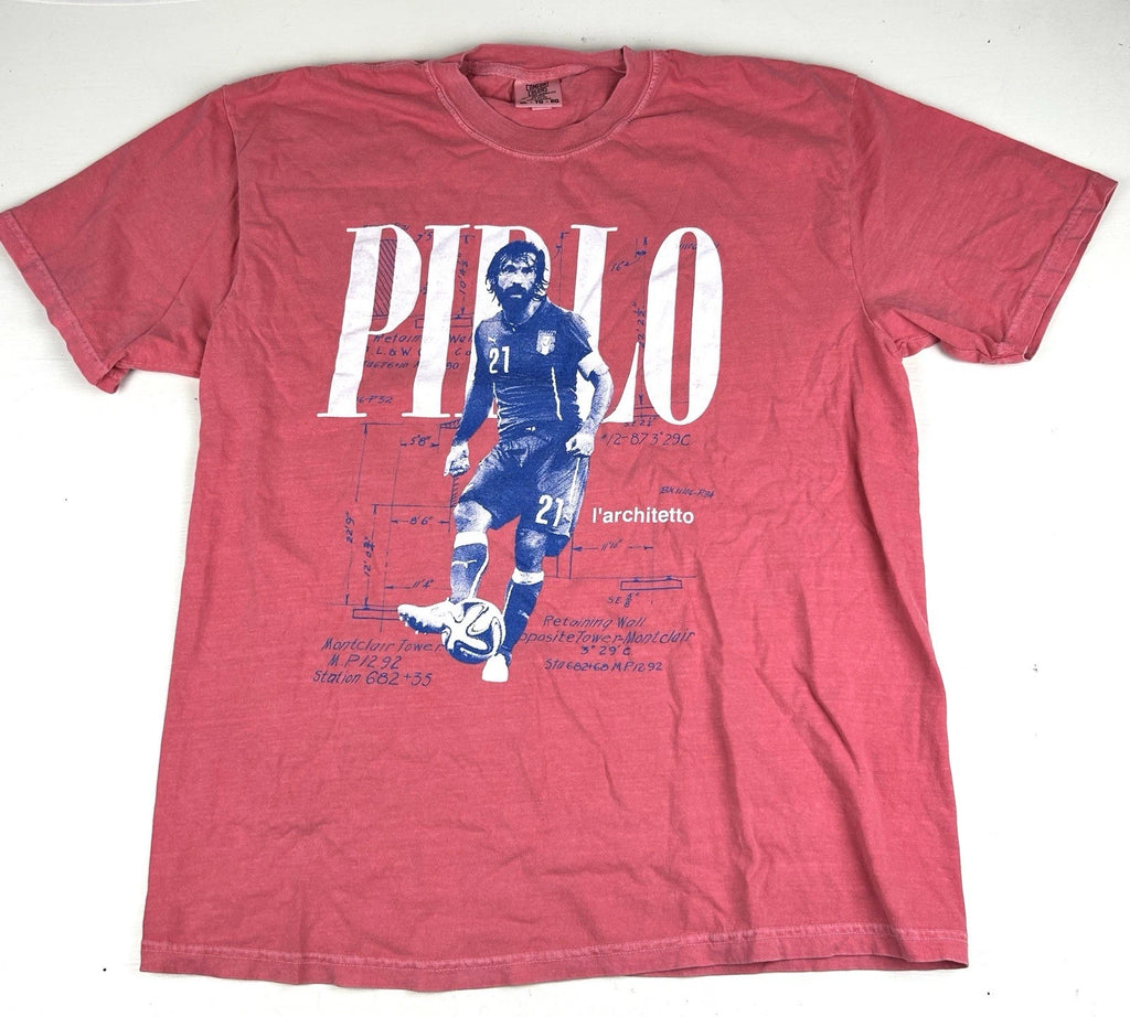 Comfort Colors Soccer Andrea Pirlo t-shirt l'architetto Team Italy Pink Graphic