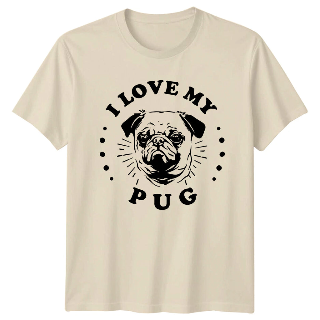 I Love My Pug Dog T-Shirt, Cute Pet Animal Graphic Tee, Dog Lover