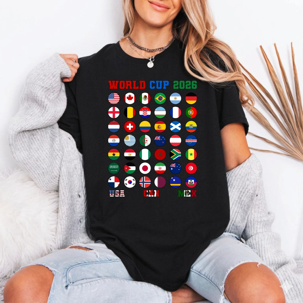 Footbal World Cup 2026 T-Shirt, Football Fan Game Day Shirt, All Country Flags