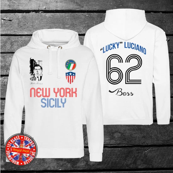 Lucky Luciano Italy USA Football Long Sleeve T-shirt, Soccer, New York, Mob