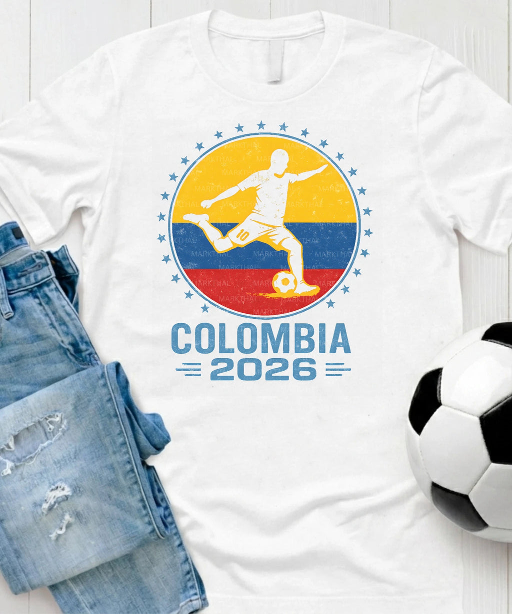 Colombia 2026 World Soccer TShirt Futbol Shirt Flag Tee Gildan Unisex