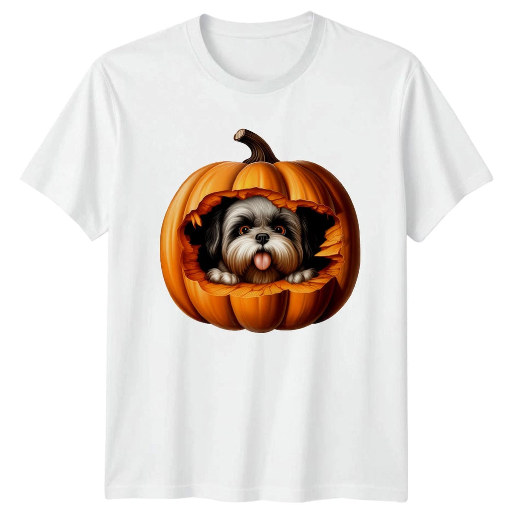 Cute Shih Tzu Dog Pumpkin T-Shirt Shih Tzu Halloween Gift For Him And Her