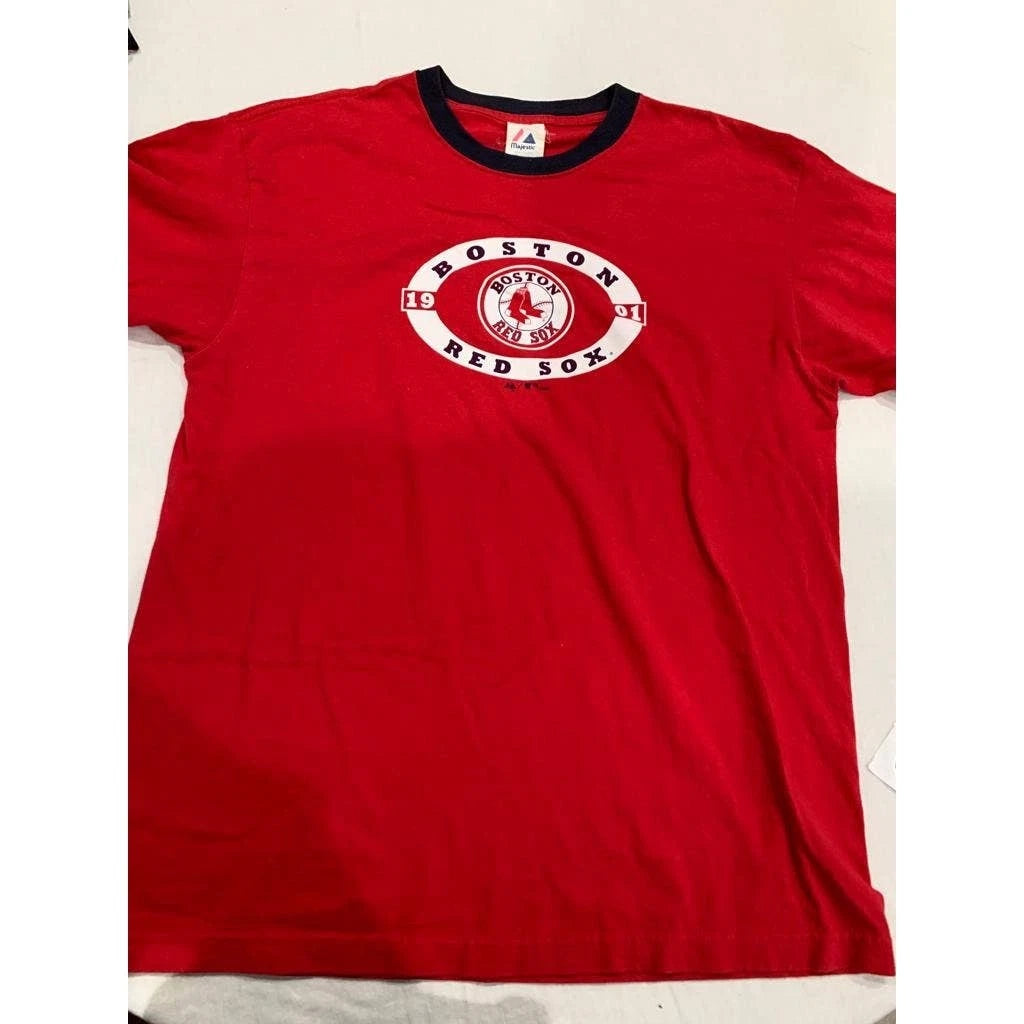 majestic boston red sox T-Shirt red championship classic rare blue men 1901