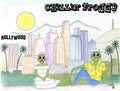 CHILLIN' FROGGY Los Angeles Skyline Hollywood Vintage Pop Art Logo T-Shirt New