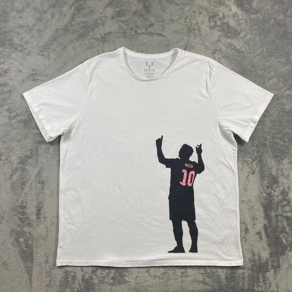 Messi Collection Soccer Graphic T Shirt Mens XXL White Pink 10 Inter Miami Style
