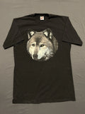 Vintage Jerzees Big Wolf Shirt Mens Large Black 90's Wolf Nature Made In USA *