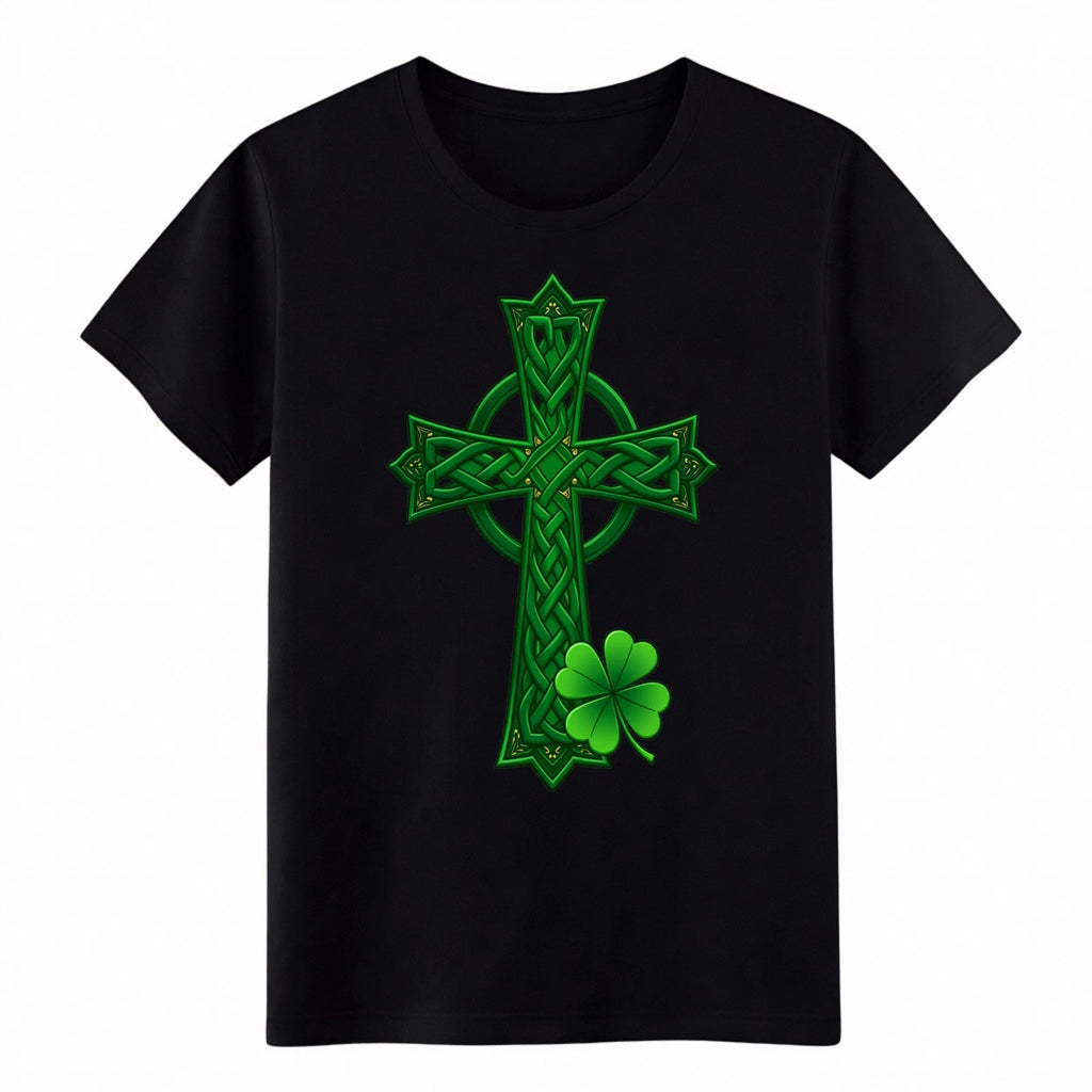 Cross Shamrock Streetwear T-Shirt Edgy St. Patrick's Day Irish Tee Free Shipping