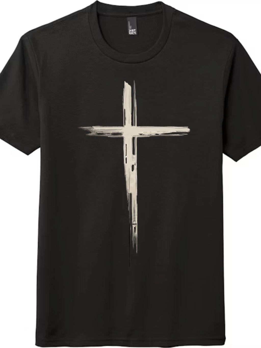 Unisex Textured Cross Graphic Tee-Stylish Casual Streetwear Artistic Shirt