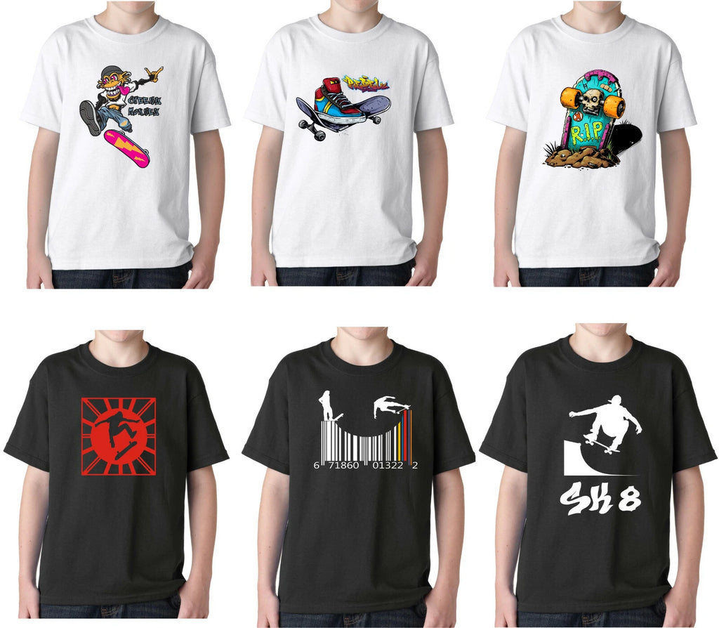 Skateboard hawk cool hip barcode rebel T-Shirt Gift flip Mens Kids boys