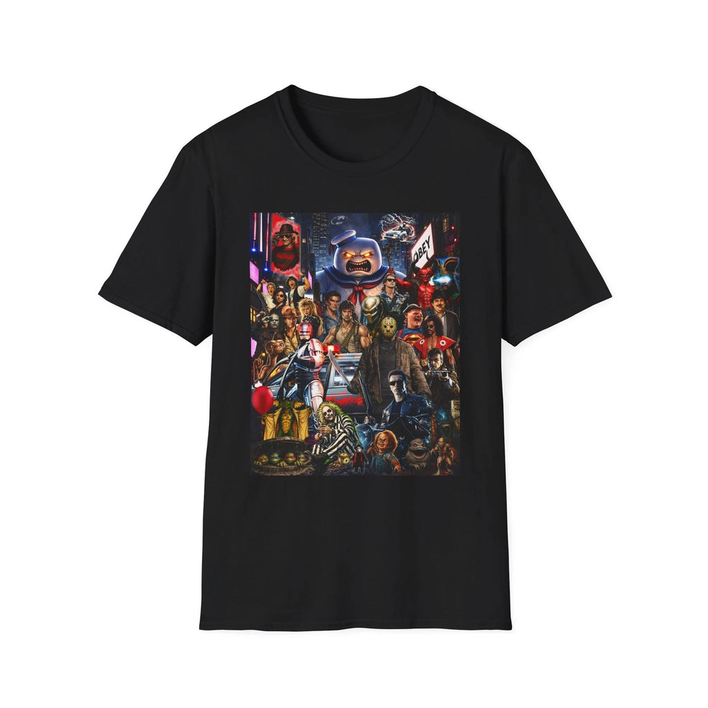80s  Movie icons Collage T-Shirt | Classic Villains and heroes