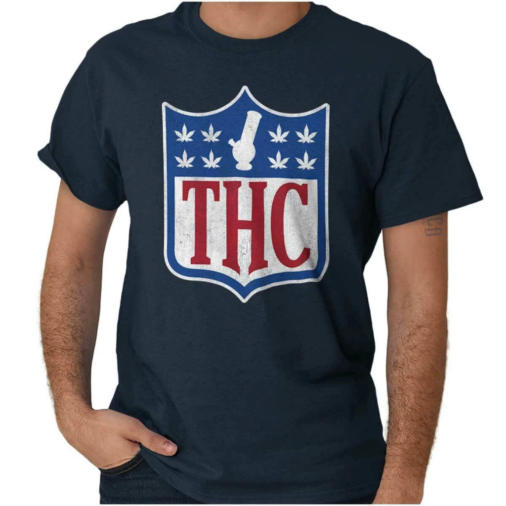 Funny Marijuana Stoner THC Athlete 420 Humor Womens or Mens Crewneck T Shirt Tee