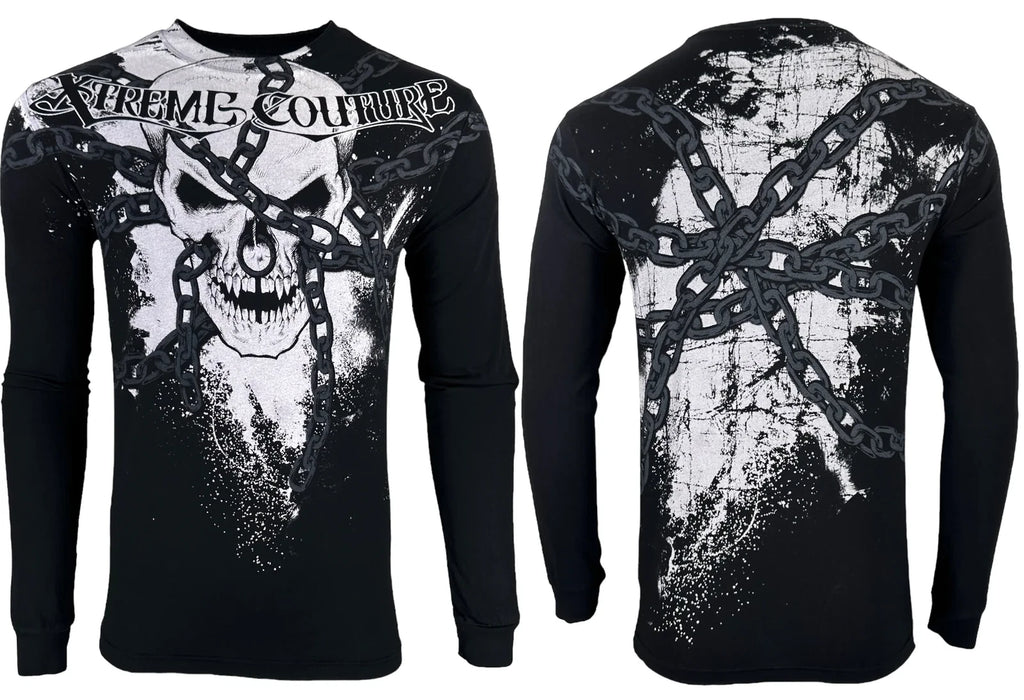 Xtreme Couture By Affliction Men's Long Sleeve T-shirt Chained Skull S-4XL