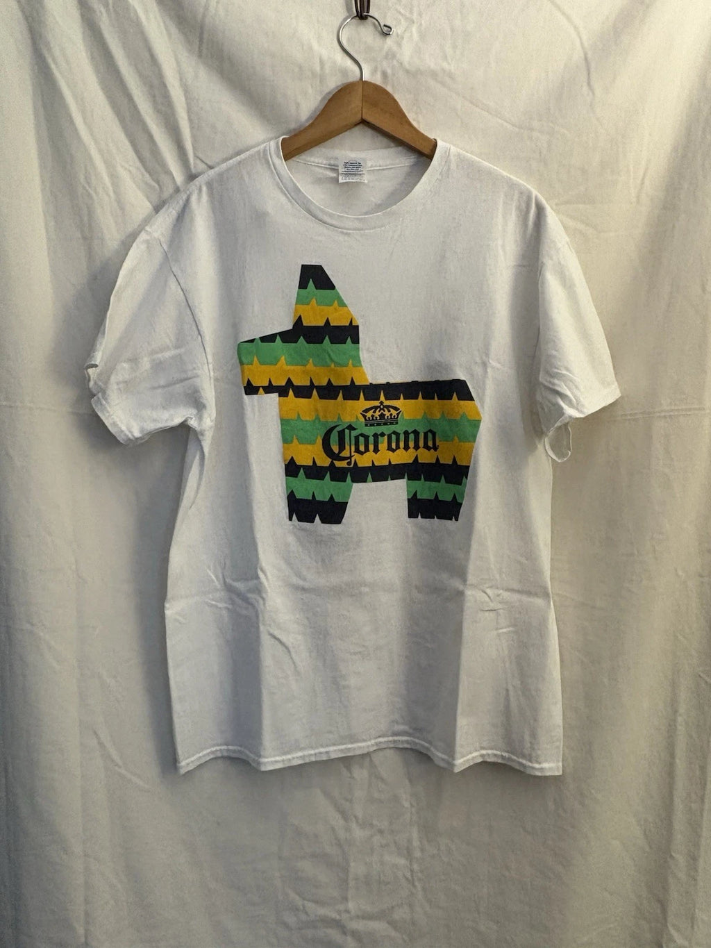 Corona Piñata, Beer Shirt Mens Large White Short Sleeve