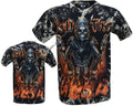Mens Grim Reaper Hell Time Biker Glow In Dark Tattoo Goth Tye Dye T- Shirt M-4XL