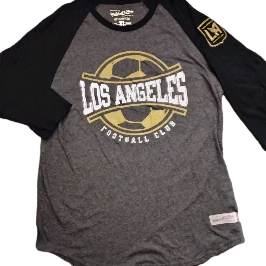 Los Angeles Football Club Henley Shirt Mens XL 3/4 Sleeve MLS Mitchell & Ness