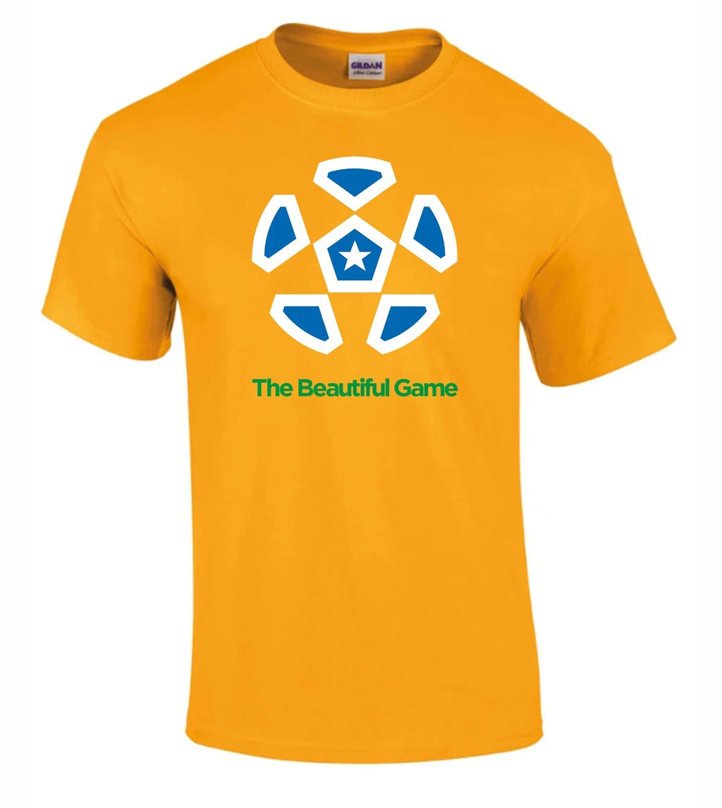 THE BEAUTIFUL GAME T SHIRT  WORLD CUP 2026  BRAZIL COLOURS