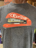 Office Space Men's T-Shirt Gray Red Stapler Graphic Short Sleeve Size Large