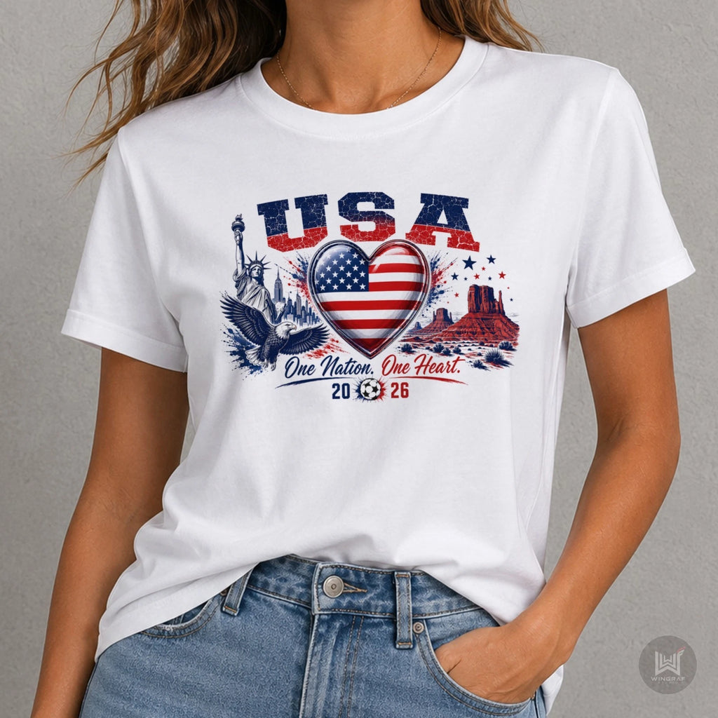 USA t shirt football 2026 fan flag eagle Heart soccer top art America tee gift