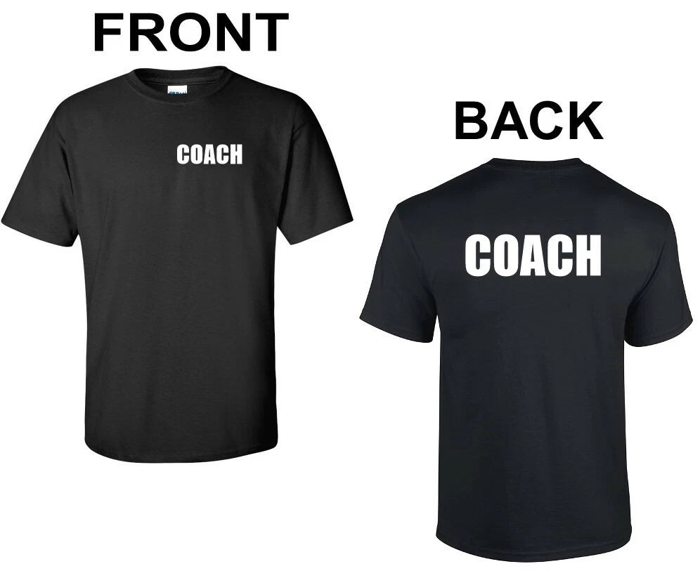 Coach T-Shirt Front & Back Soccer Basketball Football Baseball Tees Gift Shirt