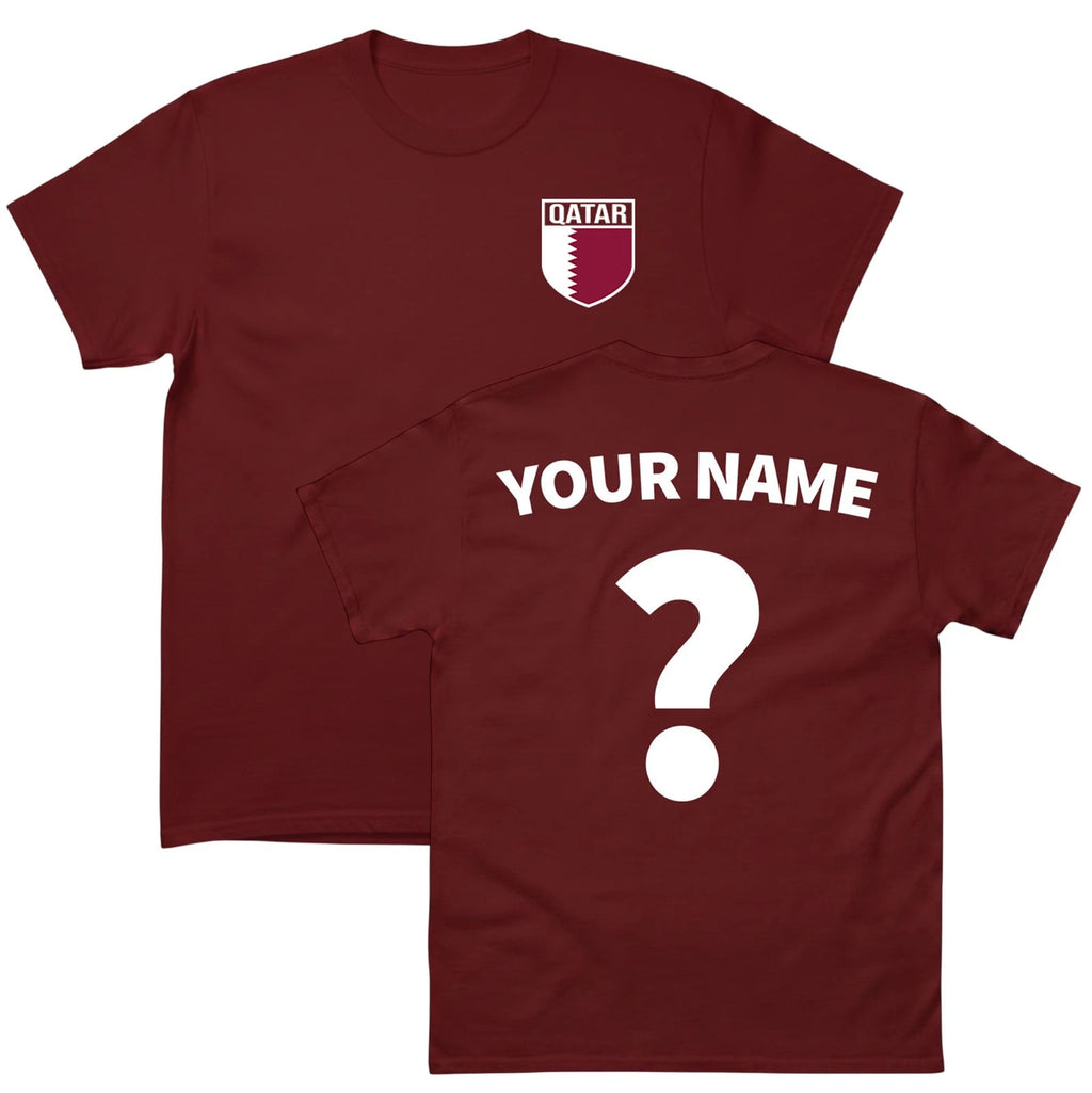 Qatar football T Shirt,Personalised football Badge Tee, Custom Name & Number Top
